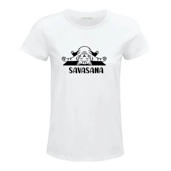 T-shirt Savasana z kotem