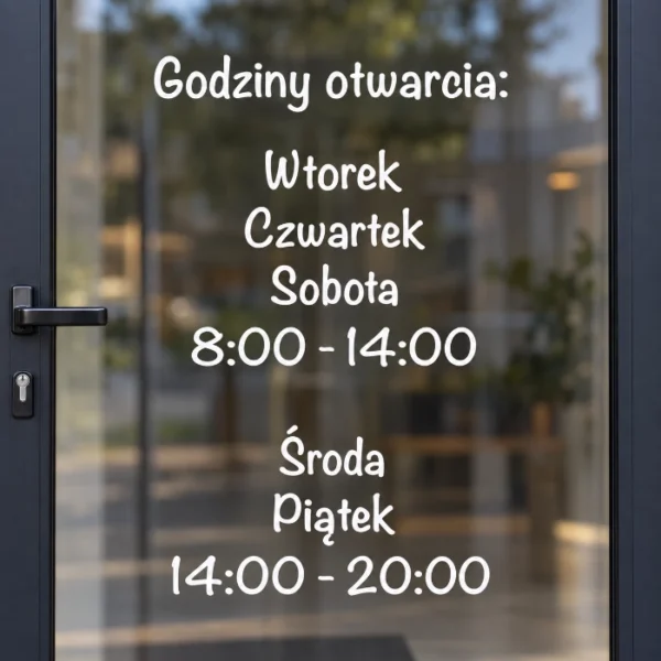naklejka-godziny otwarcia naklejka godziny otwarcia